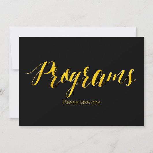 "Programme" Imitate Gold Foil Chic Wedding-Zeichen (Vorderseite)