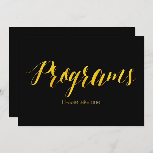 "Programme" Imitate Gold Foil Chic Wedding-Zeichen (Vorne/Hinten)