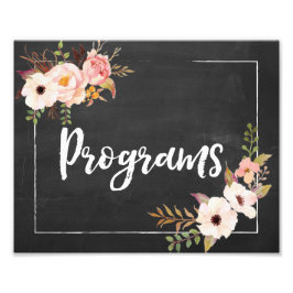 Programme Rustikales Chalkboard Floral Wedding Sig Fotodruck