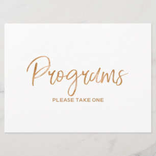"Programme" Stilvolle Gold-Rose Einladung