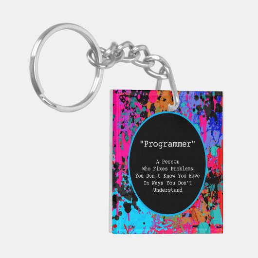 Programmer Gag Geschenk Farbiger Spritzer Abstrakt Schlüsselanhänger (Vorderseite links)
