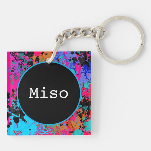 Programmer Gag Geschenk Farbiger Spritzer Abstrakt Schlüsselanhänger (Rückseite)