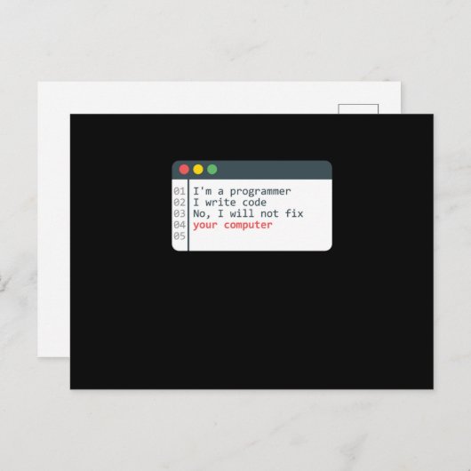 Programmer HTML Computer Coder Coding Programming Postkarte (Vorne/Hinten)
