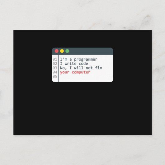 Programmer HTML Computer Coder Coding Programming  Postkarte (Vorderseite)