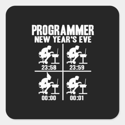 Programmer Neujahr Quadratischer Aufkleber (Vorderseite)