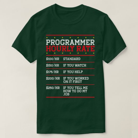 Programmer Stundenlohn Coder IT T-Shirt (Design vorne)