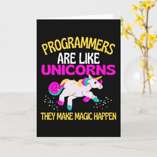 Programmer Unicorn , Magical Unicorn Programmer Karte (Gelbe Blume)