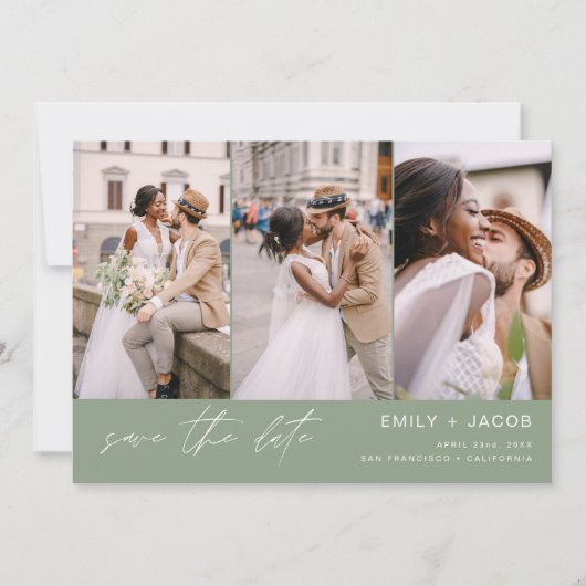 Programmgrüner QR-Code Save the Date - 3 Foto (Vorderseite)