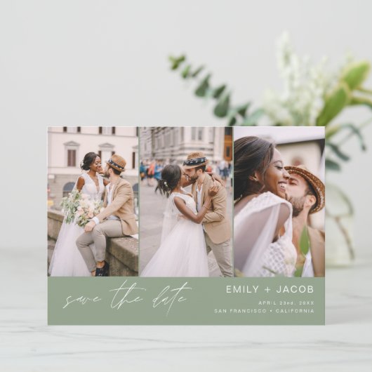 Programmgrüner QR-Code Save the Date - 3 Foto (Stehend Vorderseite)