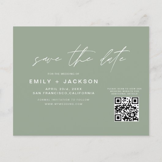 Programmgrüner QR-Code - Save the Date 3 Foto Flyer (Hinten)