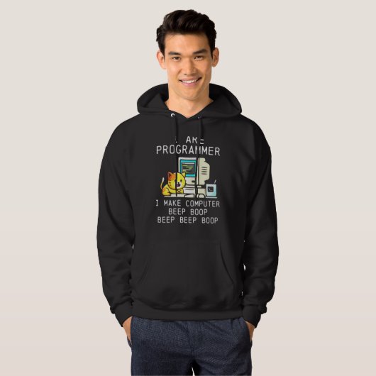 Programmier Cat Beep Boop Coding Hoodie (Vorne ganz)