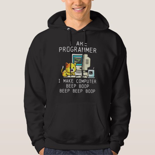 Programmier Cat Beep Boop Coding Hoodie (Vorderseite)