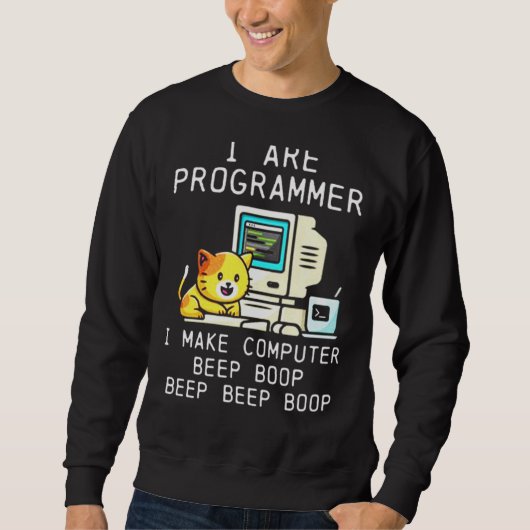 Programmier Cat Beep Boop Coding Sweatshirt (Vorderseite)