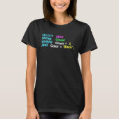 Programmier SQL Quest Geek Database Coding T-Shirt (Vorderseite)