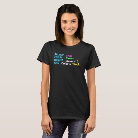 Programmier SQL Quest Geek Database Coding T-Shirt (Vorne ganz)