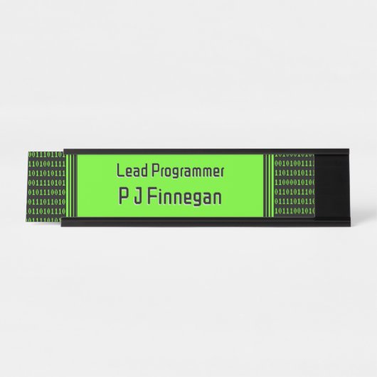 Programmiercode schwarz und grün - eigener Name /  Schreibtischnamensplakette (Vorderseite )