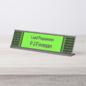 Programmiercode schwarz und grün - eigener Name / Schreibtischnamensplakette (Vorderseite )
