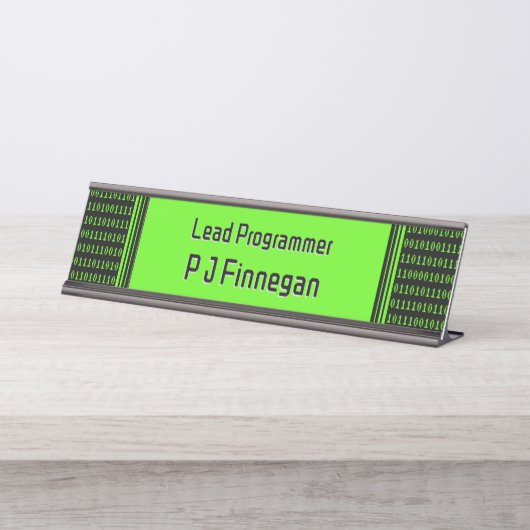 Programmiercode schwarz und grün - eigener Name /  Schreibtischnamensplakette (Vorderseite )