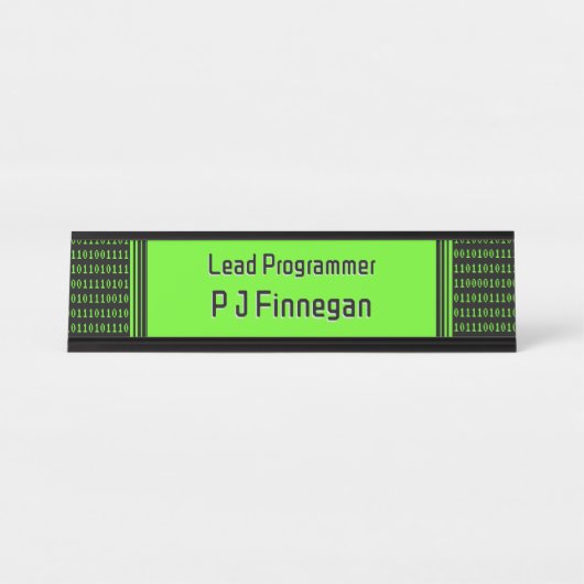 Programmiercode schwarz und grün - eigener Name / Schreibtischnamensplakette (Vorderseite )
