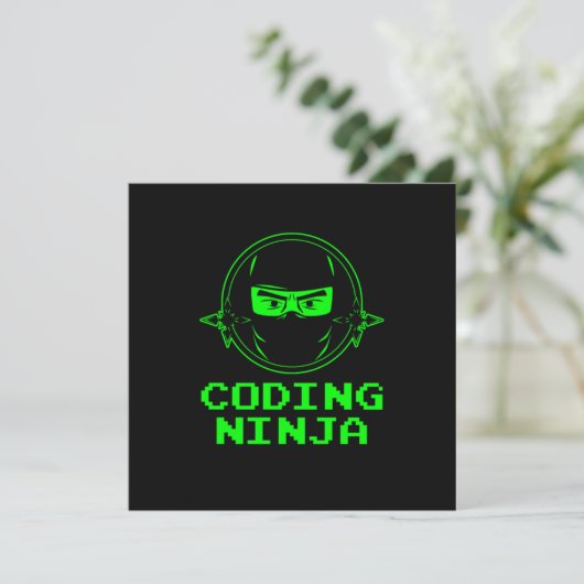 Programmieren des Ninja Coder Programmierers Entwi Einladung (Stehend Vorderseite)