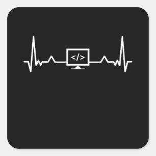 Programmieren von Heartbeat-Coding-Entwicklern Quadratischer Aufkleber