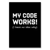 Programmieren von My Code Works Tischnummer (Vorderseite)