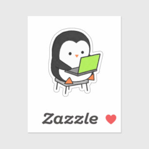 Programmierender Pinguin arbeitet hart Laptop Aufkleber