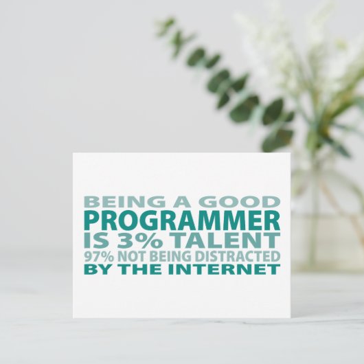 Programmierer 3% Talent Postkarte (Stehend Vorderseite)