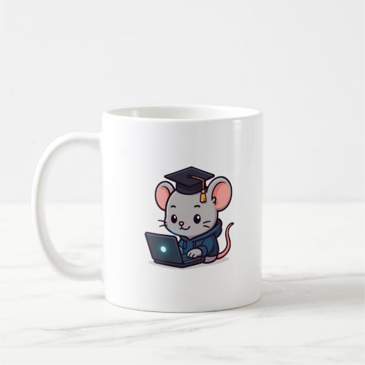 Programmierer Abschluss Kawaii Lustige Maus Kaffeetasse (Links)