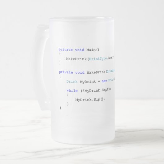 Programmierer-Bier-Tasse C scharfe Mattglas Bierglas (Vorderseite Links)