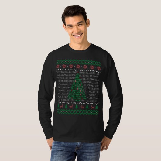 Programmierer Coder Bit Weihnachtsbaum Ugly Weihna T-Shirt (Vorne ganz)