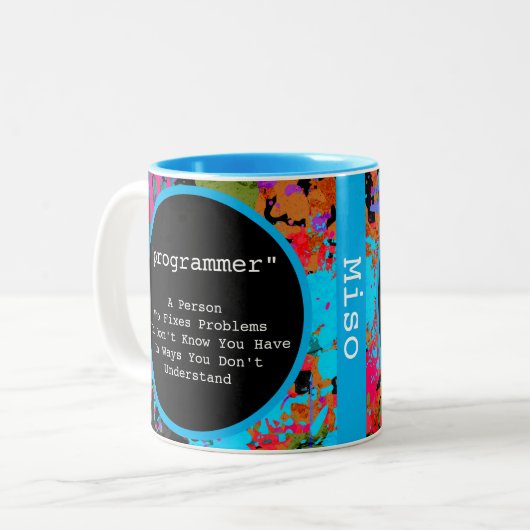 Programmierer Coder Farbiger Spritzer Abstrakte Ku Zweifarbige Tasse (Vorderseite Links)