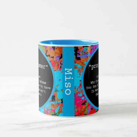 Programmierer Coder Farbiger Spritzer Abstrakte Ku Zweifarbige Tasse (Mittel)