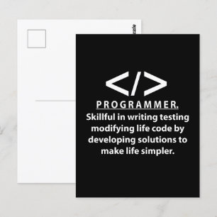 Programmierer Coding Entwickler Programmierer Postkarte
