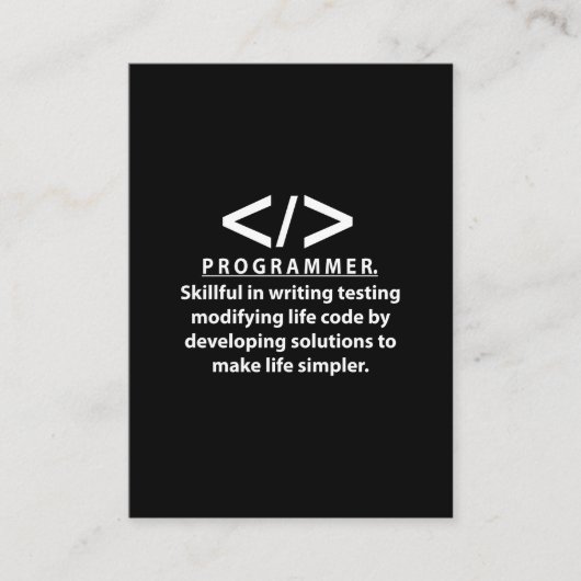Programmierer Coding Entwickler Programmierer Visitenkarte (Vorderseite)