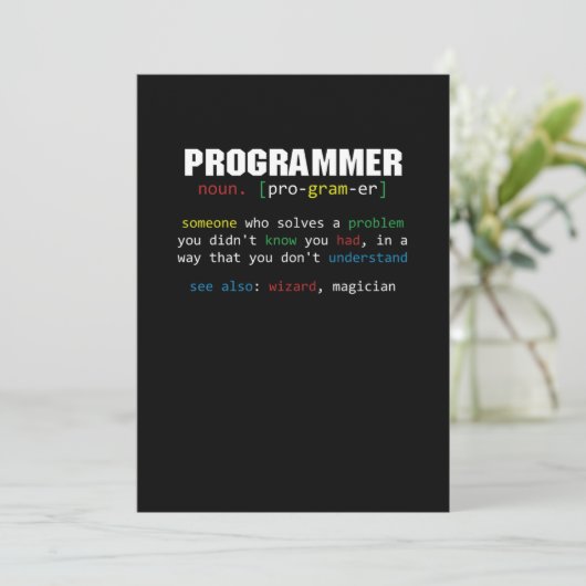 Programmierer Definition Coder Programmieren Codin Einladung (Stehend Vorderseite)