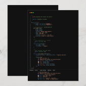 Programmierer Entwickler Schwarze Hochzeits-Einlad Einladung (Vorne/Hinten)