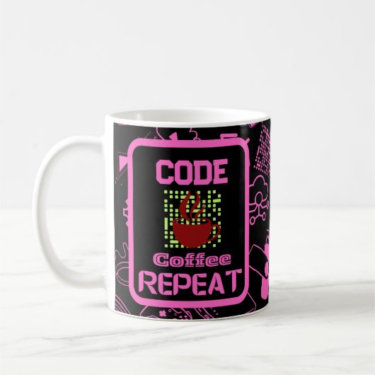 Programmierer für Computertechnik, rosa Kaffeetasse (Links)