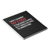 Programmierer Ich kommentiere meinen Code nicht Notizblock (angewinkelt)