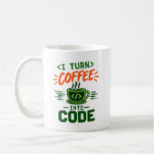 Programmierer IT Humor Ich verwandle Kaffee in Cod Kaffeetasse (Links)