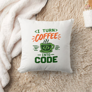 Programmierer IT Humor Ich verwandle Kaffee in Cod Kissen