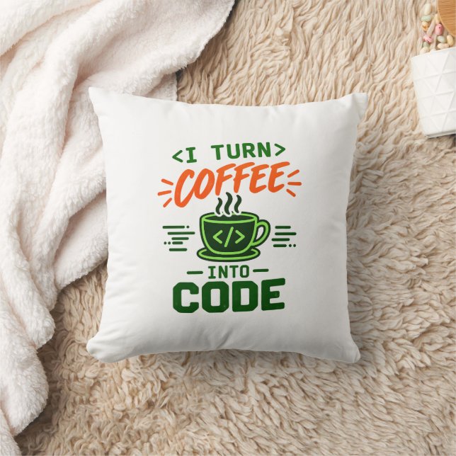 Programmierer IT Humor Ich verwandle Kaffee in Cod Kissen (Decke)