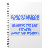 Programmierer Joke .. Genie und Wahnsinn Notizblock (Vorderseite)
