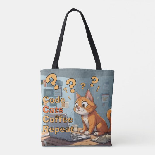 Programmierer Katze Humor Code, Katzen, Kaffee – W Tasche (Rückseite)
