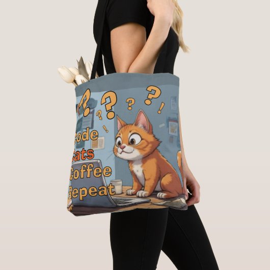Programmierer Katzen Humor Code, Katzen, Kaffee –  Tasche (Von Nahem)