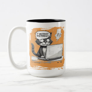 Programmierer-Katzen-Humor - Debuggen ist Katastro Zweifarbige Tasse