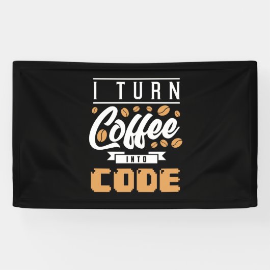 Programmierer machen Kaffee in Code Banner (Horizontal)