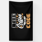 Programmierer machen Kaffee in Code Banner (Vertikal)