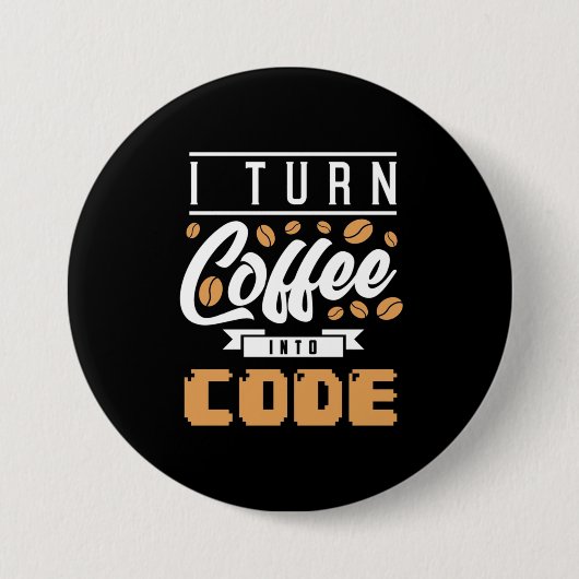 Programmierer machen Kaffee in Code Button (Vorderseite)