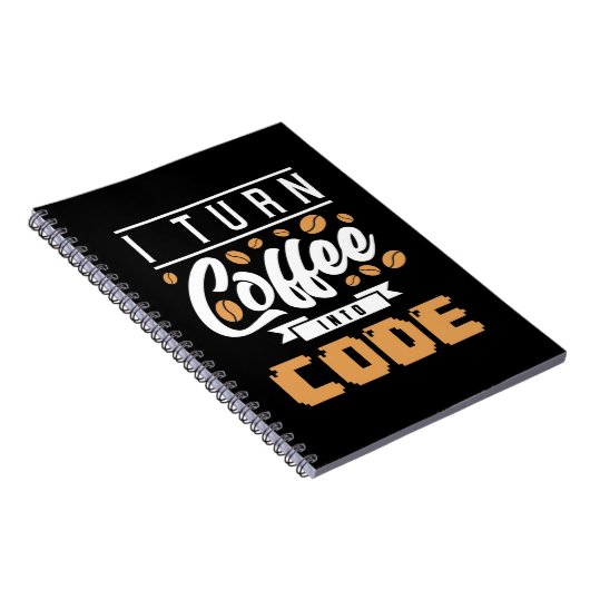 Programmierer machen Kaffee in Code Notizblock (Rechte Seite)